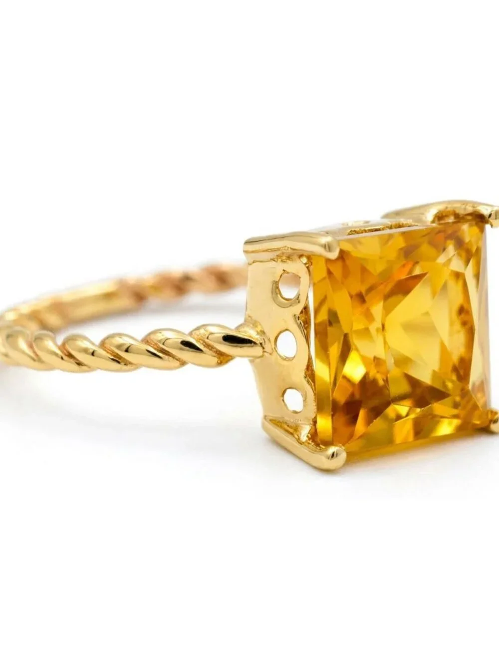 Genuine 3.85 Cts Yellow Topaz Ring Solid 10k Yellow Gold
